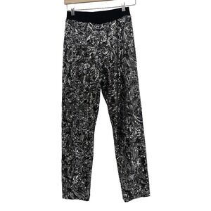 Anthro Porridge Clothing Sequin Pants Black Silver Paisley Boho Festival‎ Small